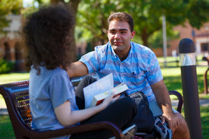 Two students outside