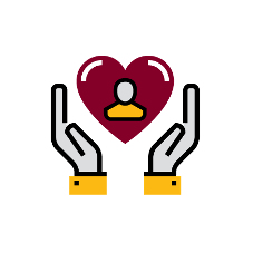Icon of a heart being held in hands to depict People-Centered Value.