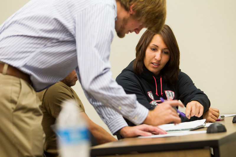 Two students in a classroom