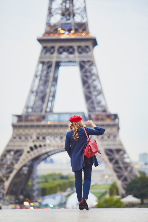 Student near the Eiffel Town in France