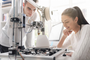 Student Looking at a Piece of Equipment