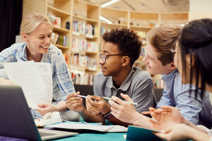 Students with business owner