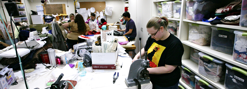 Students working in the costume shop.