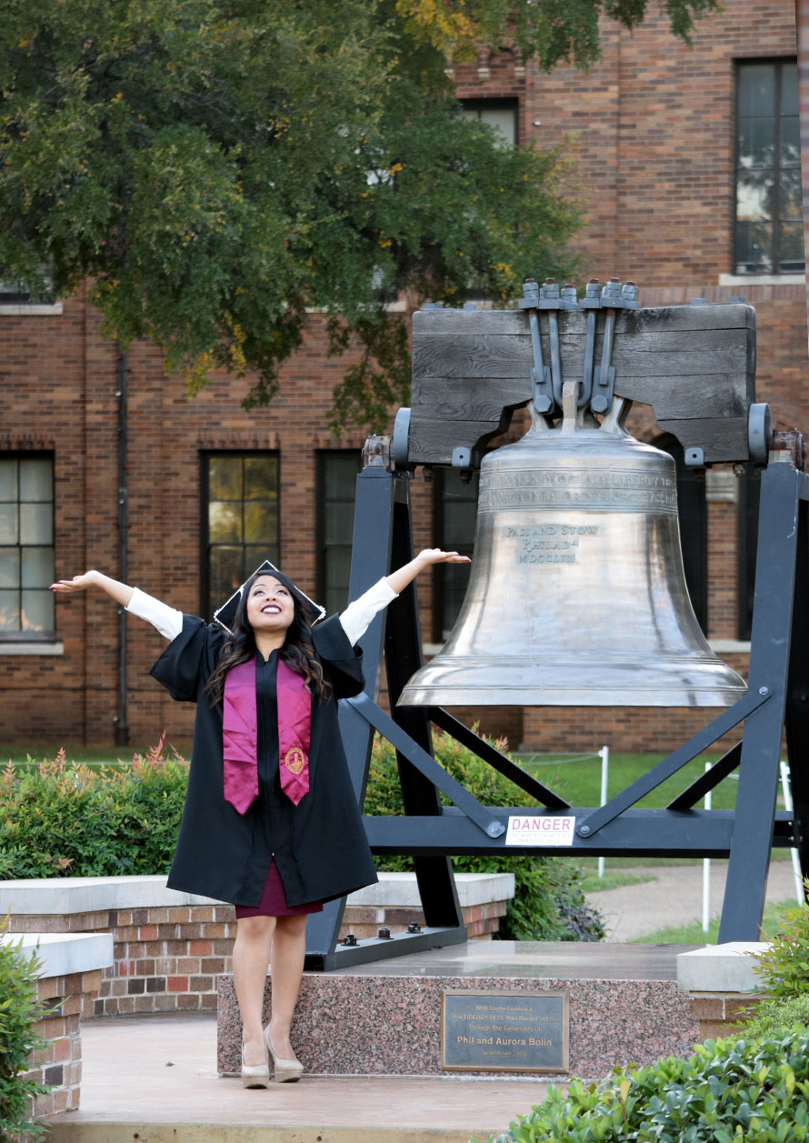 MSU Graduate Student with Liberty Bell