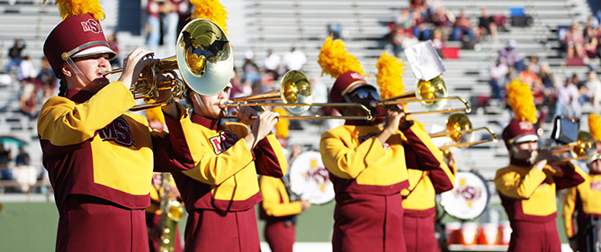 MSU band members at a football game