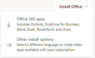 Click Install Office, then click Office 365 Apps