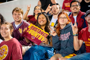 Students with stangs up