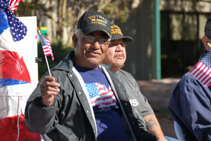 Veteran with flag