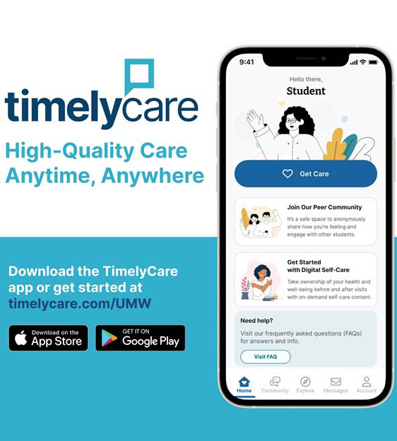 A TimelyCare health service app graphic