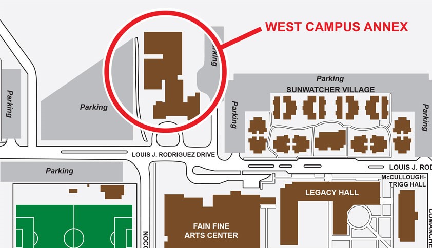 University map showing where Student Support Services is located.
