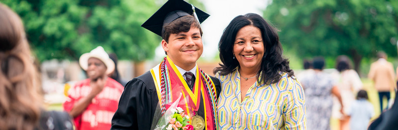 MSU student with his mom after graduation