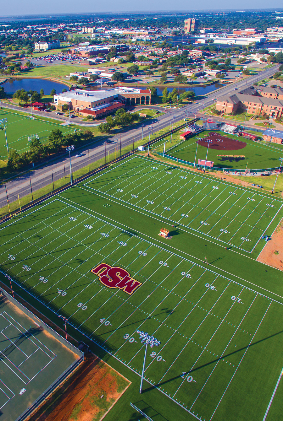 Aerial photo of the MSU sport fields