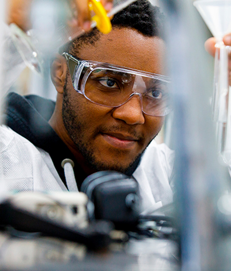 MSU student in school lab
