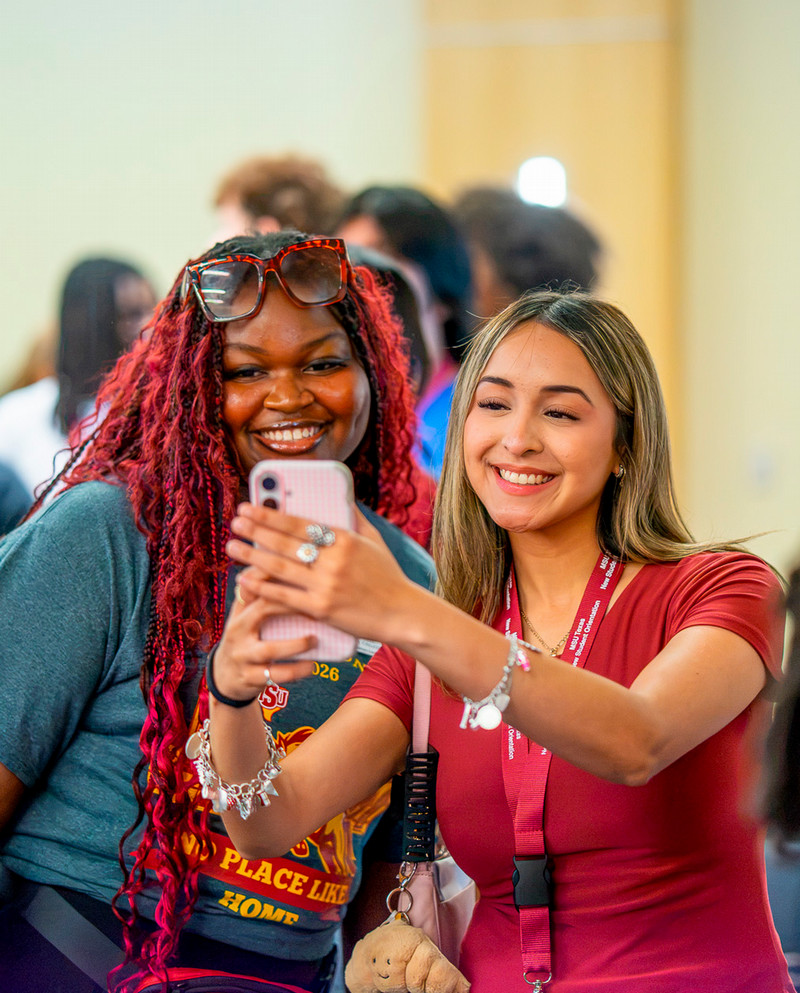 Two students taking a selfie
