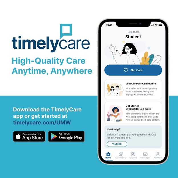 TimelyCare graphic with website information